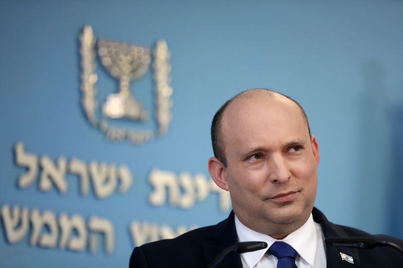 Israeli prime minister Naftali Bennett holds a press conference in Jerusalem