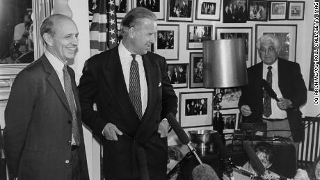 Then-Supreme Court Justice nominee Stephen Breyer meets with then-Sen. Joe Biden meet in Biden's office on Capitol Hill in May 1994.