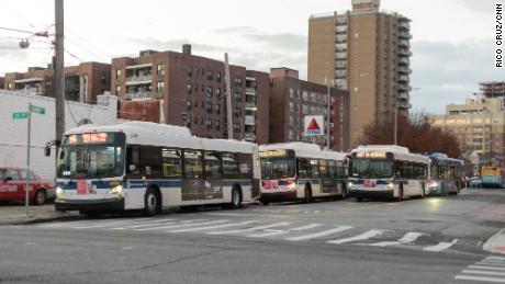 Buses line up at the Ulmer Park Bus Depot in New York. Tommy Lau says the MTA didn't pay him any workers' compensation since the attack happened during his lunch break.