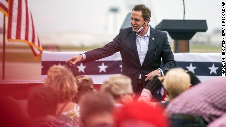 Rep. Mark Walker greets supporters in October 2020 at a campaign event at the Piedmont Triad International Airport in Greensboro, North Carolina.