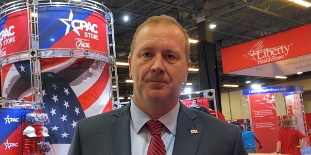 Missouri Attorney General Eric Schmitt, a candidate for the 2022 GOP Senate nomination in his state, speaks with Fox News at CPAC Dallas, on July 10, 2021, in Dallas, Texas.