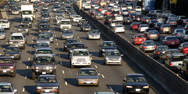 A traffic jam in Los Angeles.