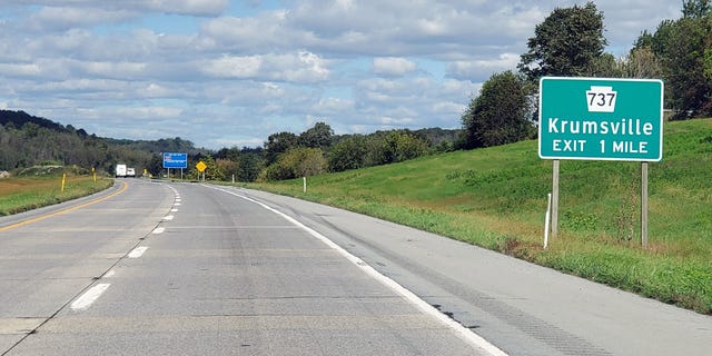 A wide open US Route 222 approaches an interchange near Kutztown, Pa., September 29, 2021.